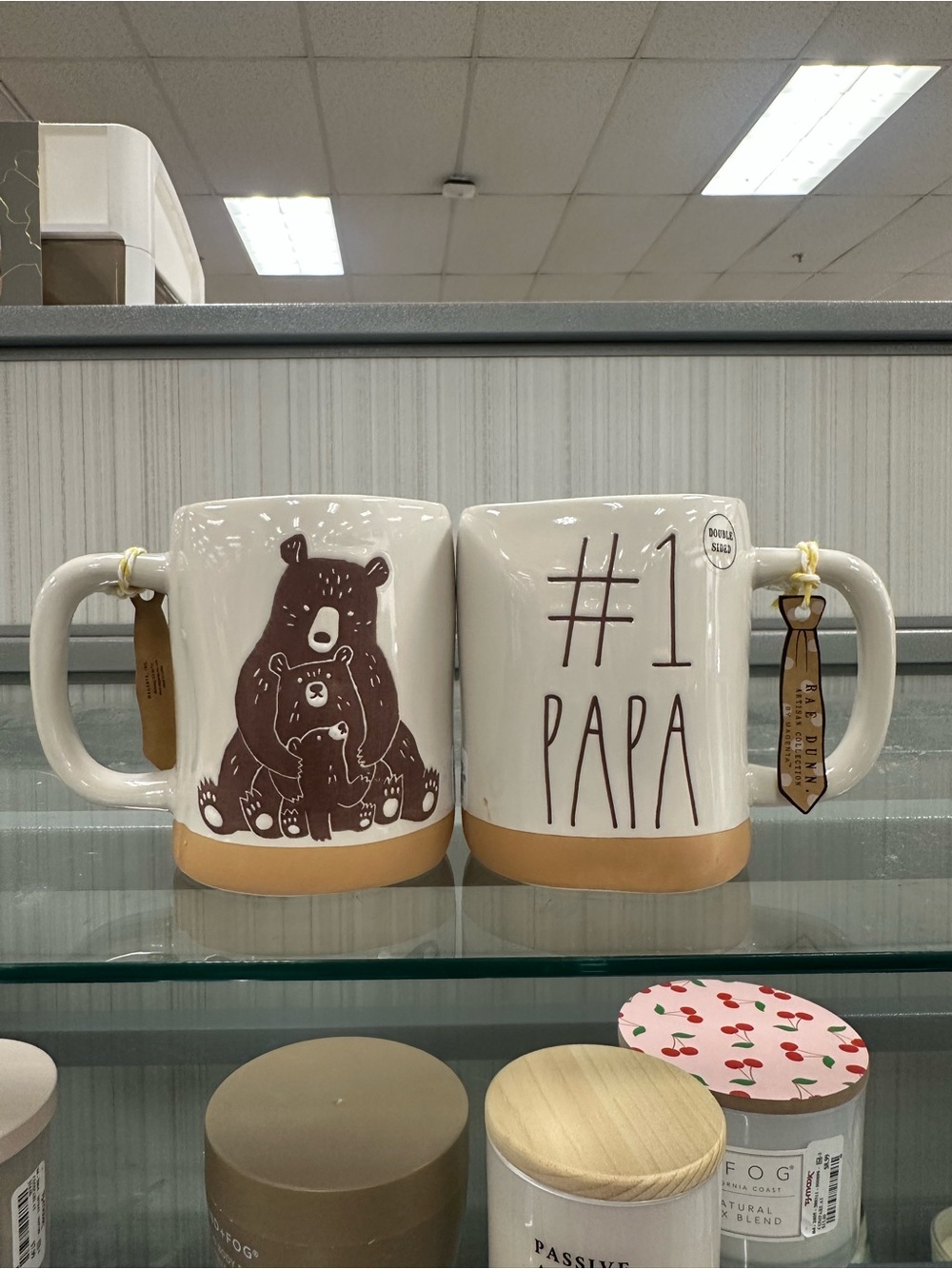 Rae Dunn #1 Papa Bear Mug - White and Brown